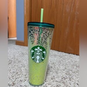 Starbucks Lime Green Textured Tumbler with Straw